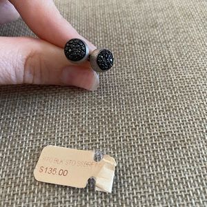 Black stone w brushed sterling silver NWT